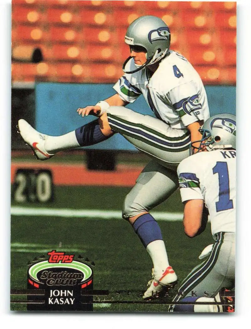 1992 Topps Stadium Club #394 John Kasay EX Excellent Seattle Seahawks Football Card - Football Card Single