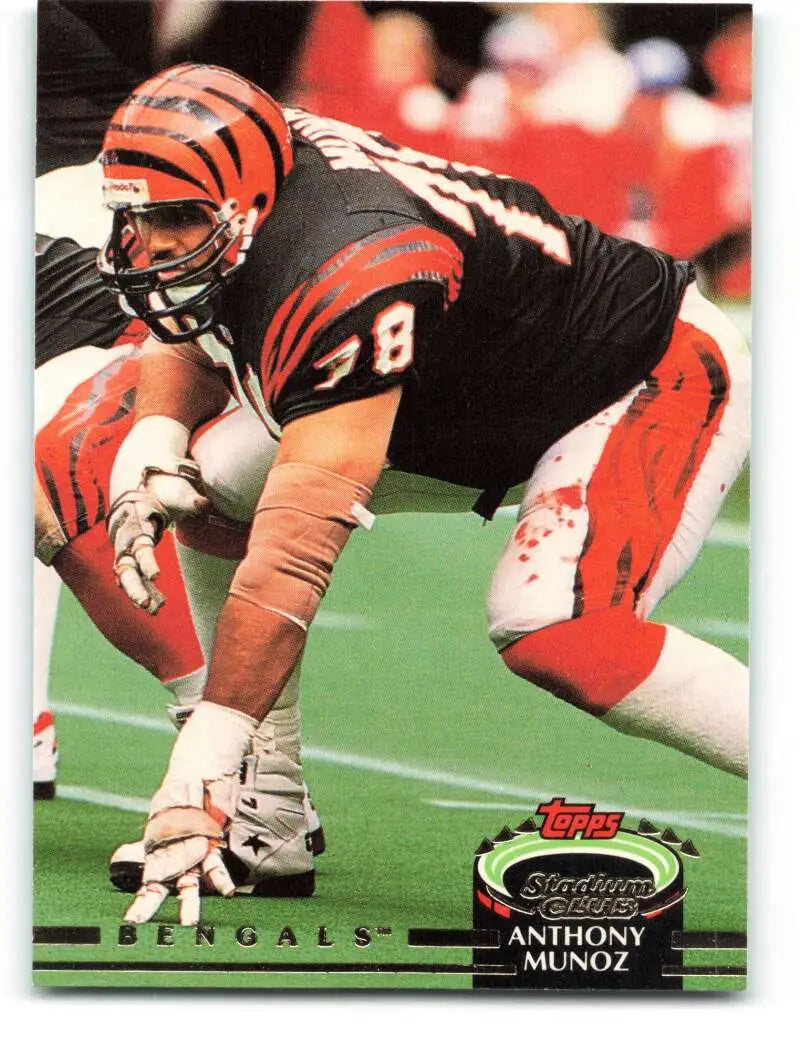 1992 Topps Stadium Club #410 Anthony Munoz EX Excellent Cincinnati Bengals Football Card - Football Card Single