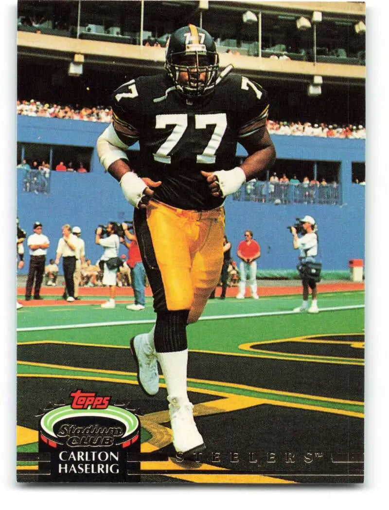1992 Topps Stadium Club #422 Carlton Haselrig EX Excellent RC Rookie Pittsburgh Steelers Football Card - Football Card
