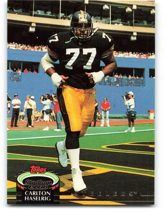 1992 Topps Stadium Club #422 Carlton Haselrig EX Excellent RC Rookie Pittsburgh Steelers Football Card - Football Card