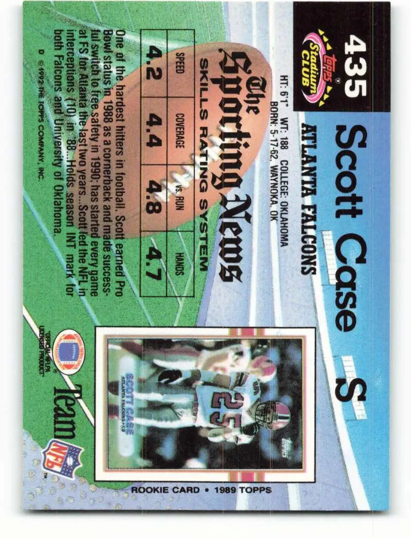 1992 Topps Stadium Club #435 Scott Case EX Excellent Atlanta Falcons Football Card - Football Card Single
