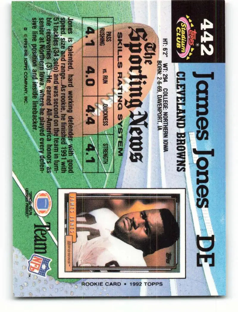 1992 Topps Stadium Club #442 James Jones EX Excellent Cleveland Browns Football Card