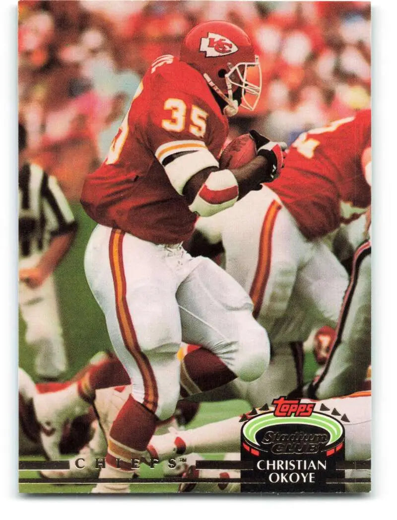 1992 Topps Stadium Club #487 Christian Okoye EX Excellent Kansas City Chiefs Football Card - Football Card Single