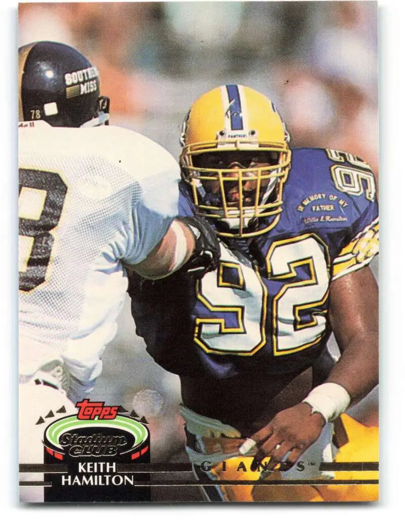 1992 Topps Stadium Club #516 Keith Hamilton EX Excellent RC Rookie New York Giants Football Card - Football Card Single
