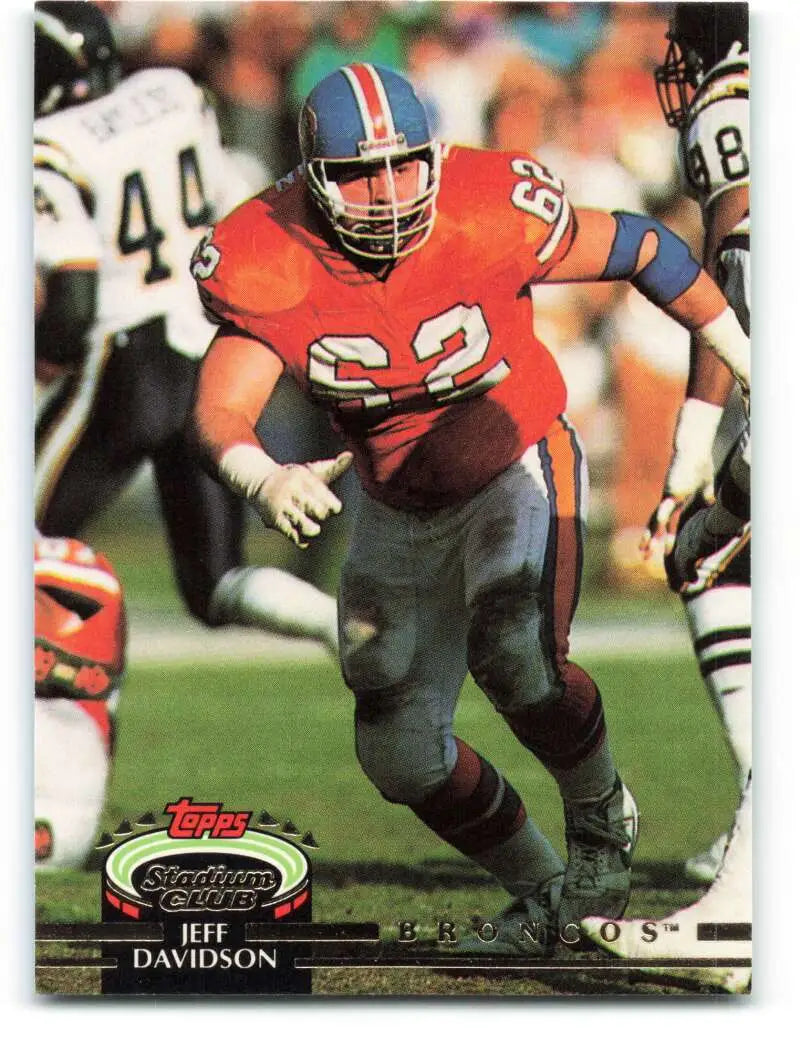 1992 Topps Stadium Club #567 Jeff Davidson EX Excellent RC Rookie Denver Broncos Football Card - Football Card Single