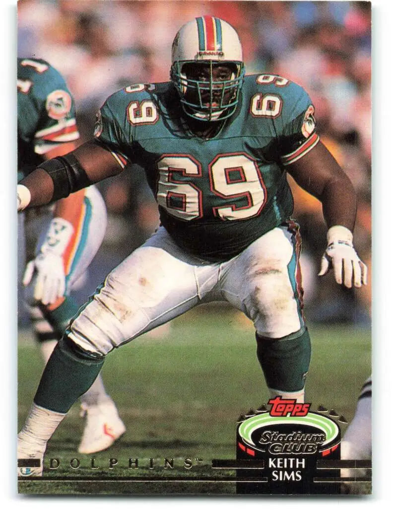 1992 Topps Stadium Club #586 Keith Sims EX Excellent Miami Dolphins Football Card - Football Card Single