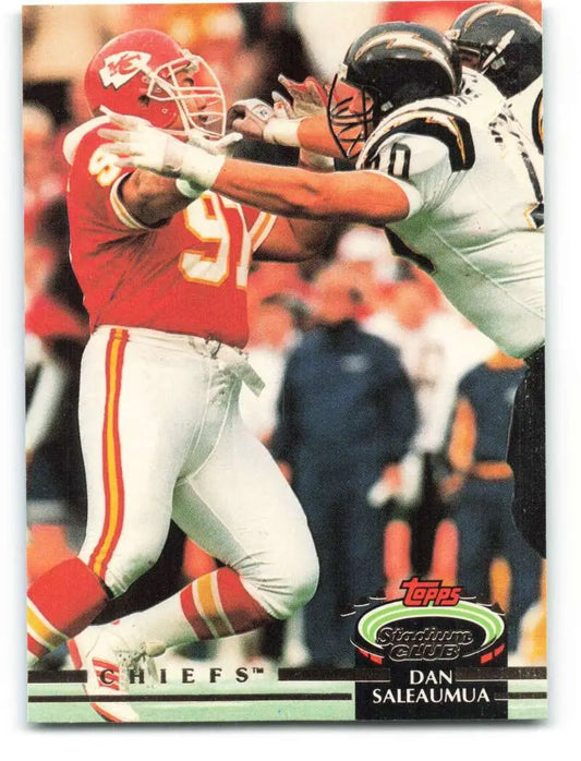 1992 Topps Stadium Club #6 Dan Saleaumua EX Excellent Kansas City Chiefs Football Card - Football Card Single