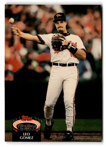 Original gloss Topp’s Stadium Club baseball trading card of Leo Gomez Orioles pitcher