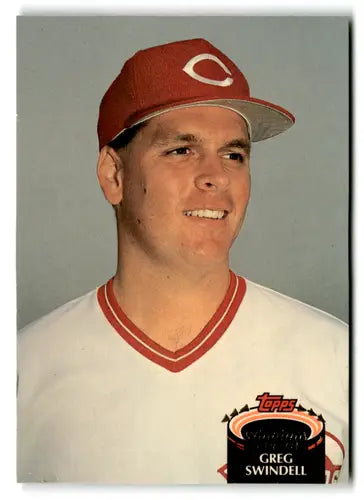 Original gloss baseball card of Greg Swindell from Topps Stadium Club Reds collection