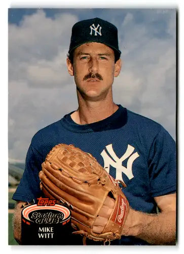 Original gloss of 1992 Topps Stadium Club Mike Witt Yankees baseball card featuring a male pitcher
