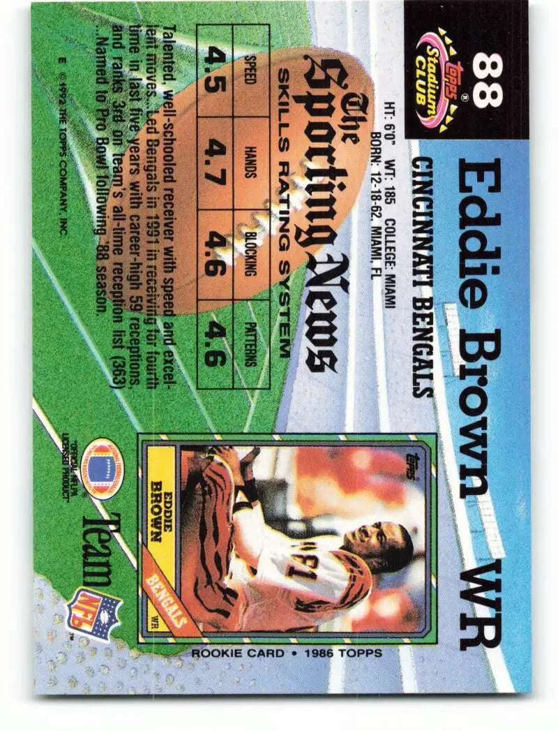 1992 Topps Stadium Club #88 Eddie Brown EX Excellent Cincinnati Bengals Football Card - Football Card Single