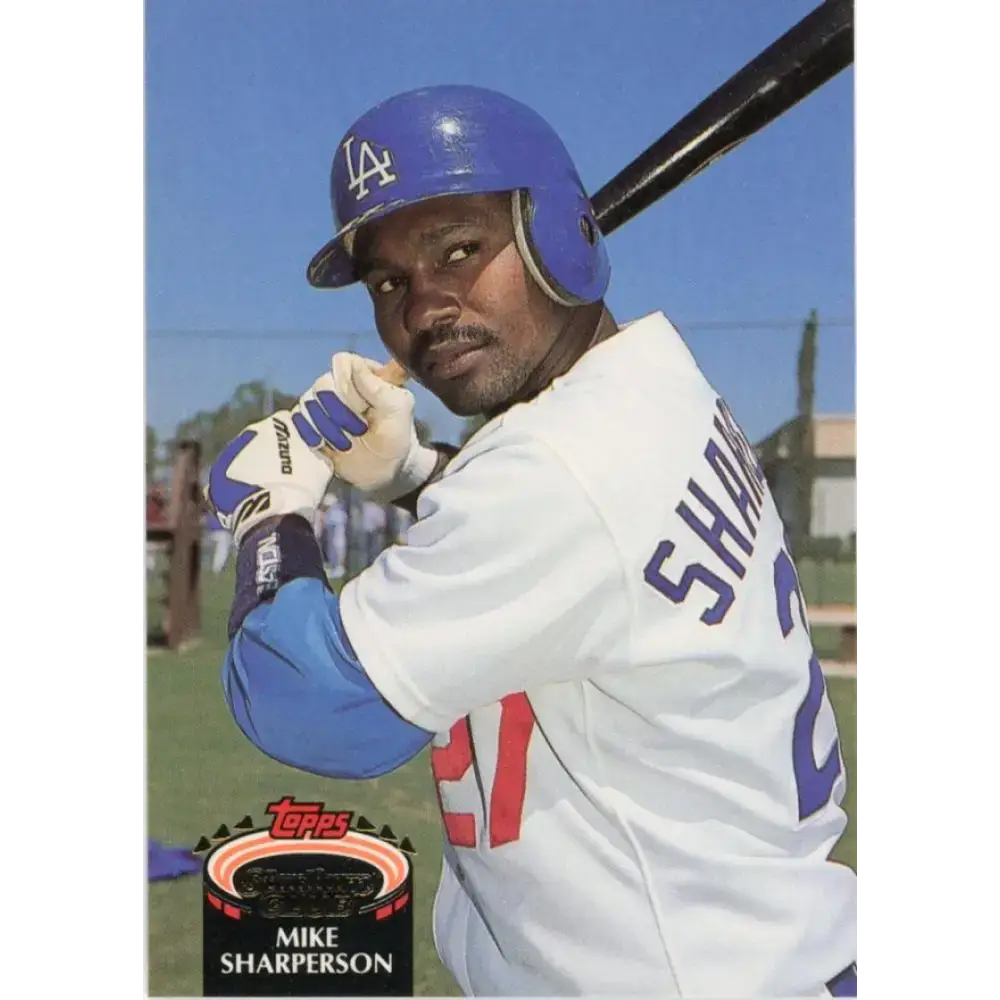 1992 Topps Stadium Club #93 Mike Sharperson NM-MT Los Angeles Dodgers Baseball Card - Baseball Card Single