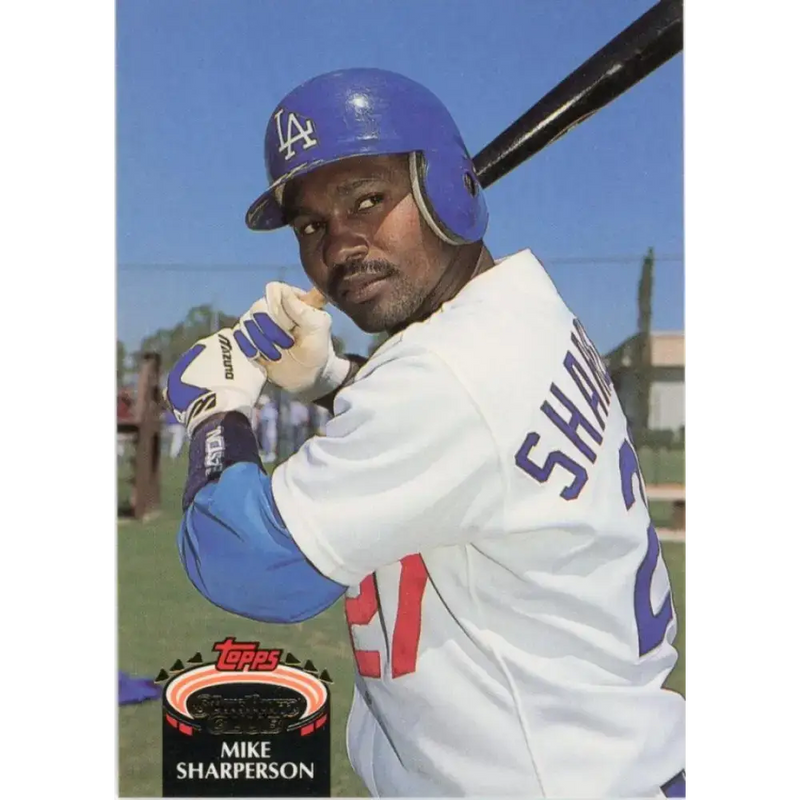 1992 Topps Stadium Club #93 Mike Sharperson NM-MT Los Angeles Dodgers Baseball Card - Baseball Card Single