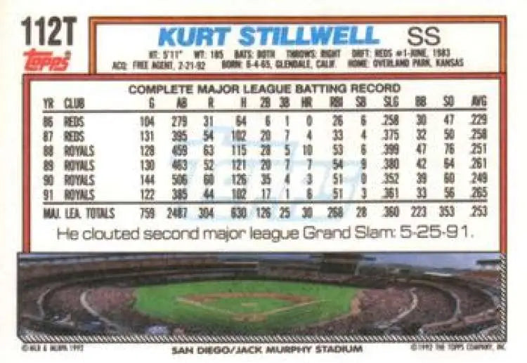 1992 Topps Traded #112T Kurt Stillwell NM-MT San Diego Padres Baseball Card - Baseball Card Single