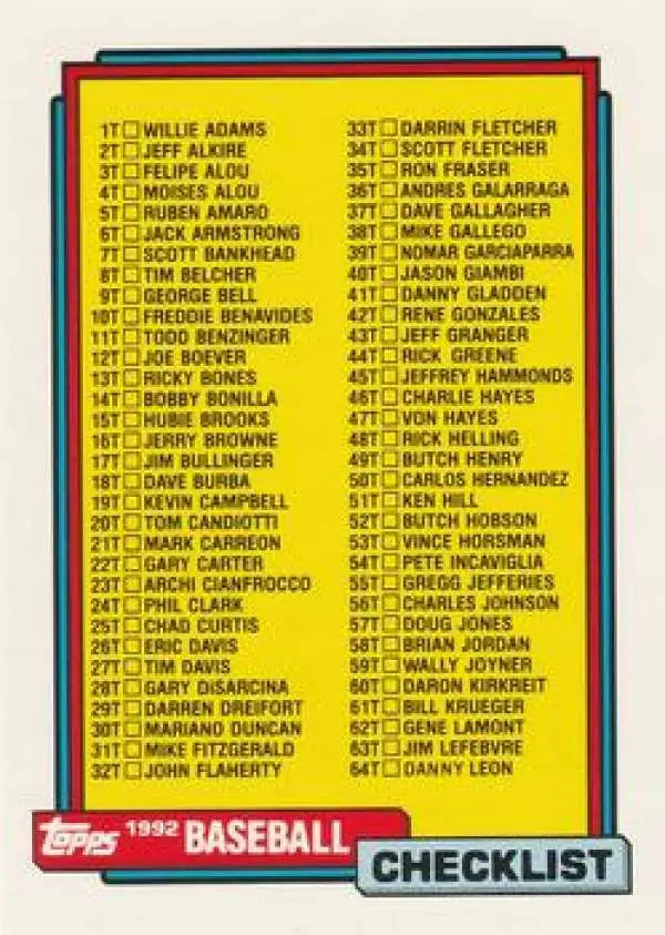 1992 Topps Traded #132T Checklist 1T-132T NM-MT Baseball Card - Baseball Card Single