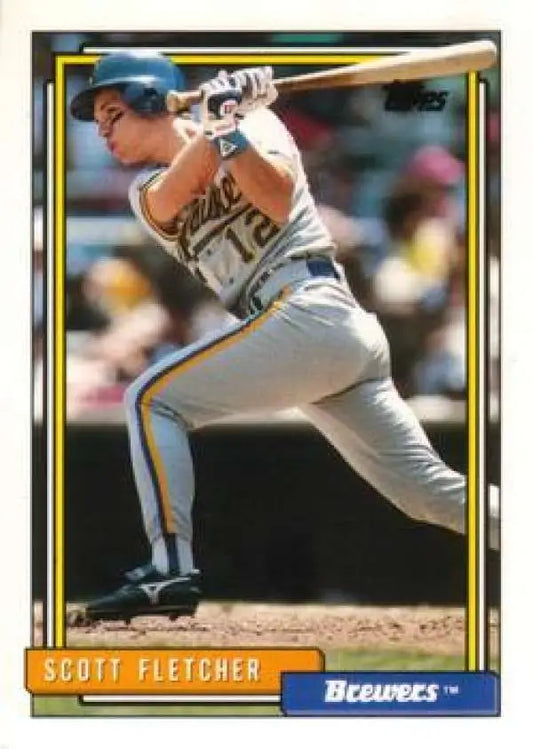1992 Topps Traded #34T Scott Fletcher NM-MT Milwaukee Brewers Baseball Card - Baseball Card Single