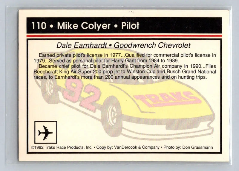 1992 Traks #110 Mike Colyer Dale Earnhardt Inc. - Racing Card Single