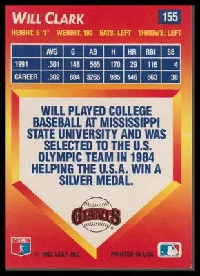 1992 Triple Play #155 Will Clark