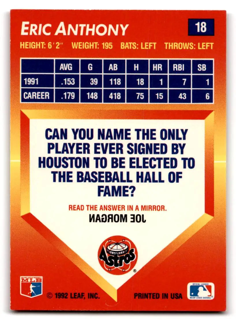 1992 Triple Play #18 Eric Anthony - Baseball Card Single