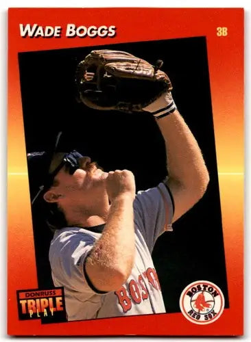 1992 Triple Play Wade Boggs Baseball Card with Original Gloss Near Mint Red Sox