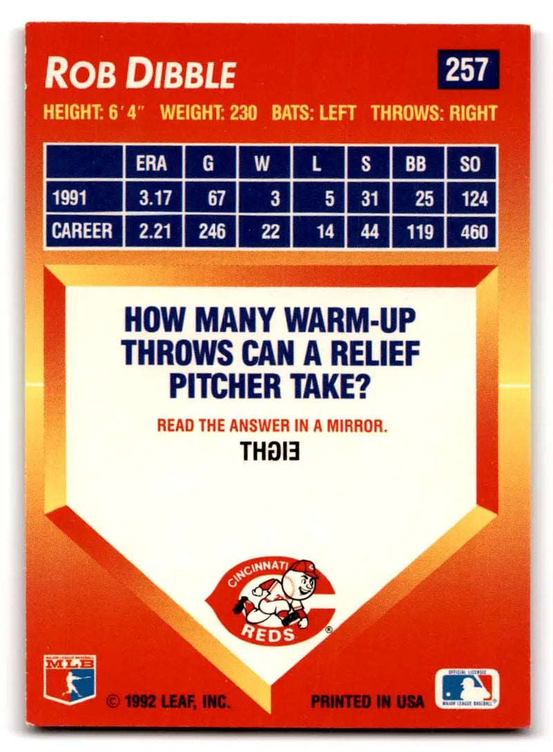1992 Triple Play #257 Rob Dibble - Baseball Card Single