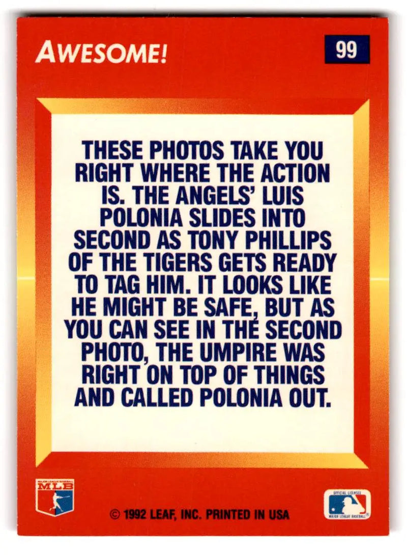 1992 Triple Play #99 Luis Polonia / Tony Phillips AA - Baseball Card Single