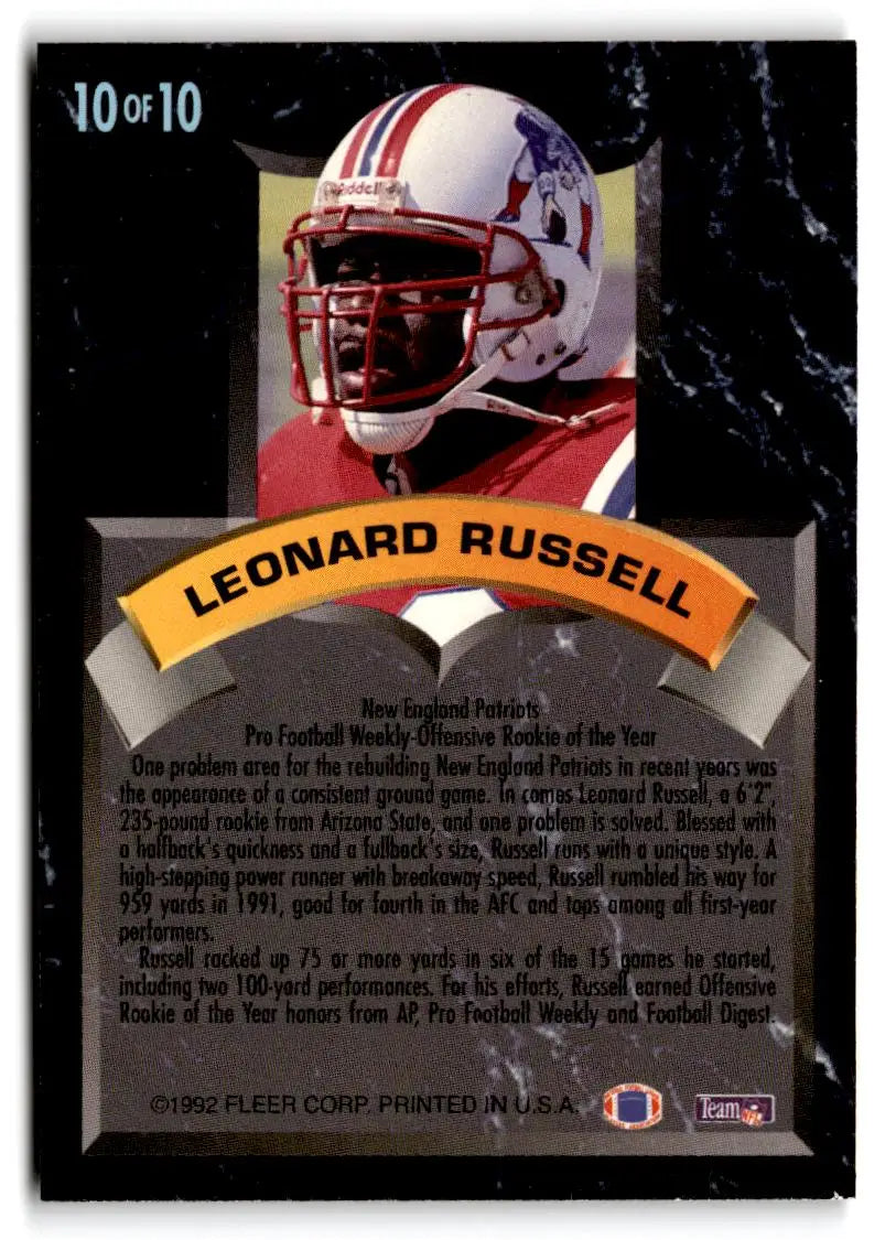 1992 Ultra #10 Leonard Russell Award Winners - Football Card Single
