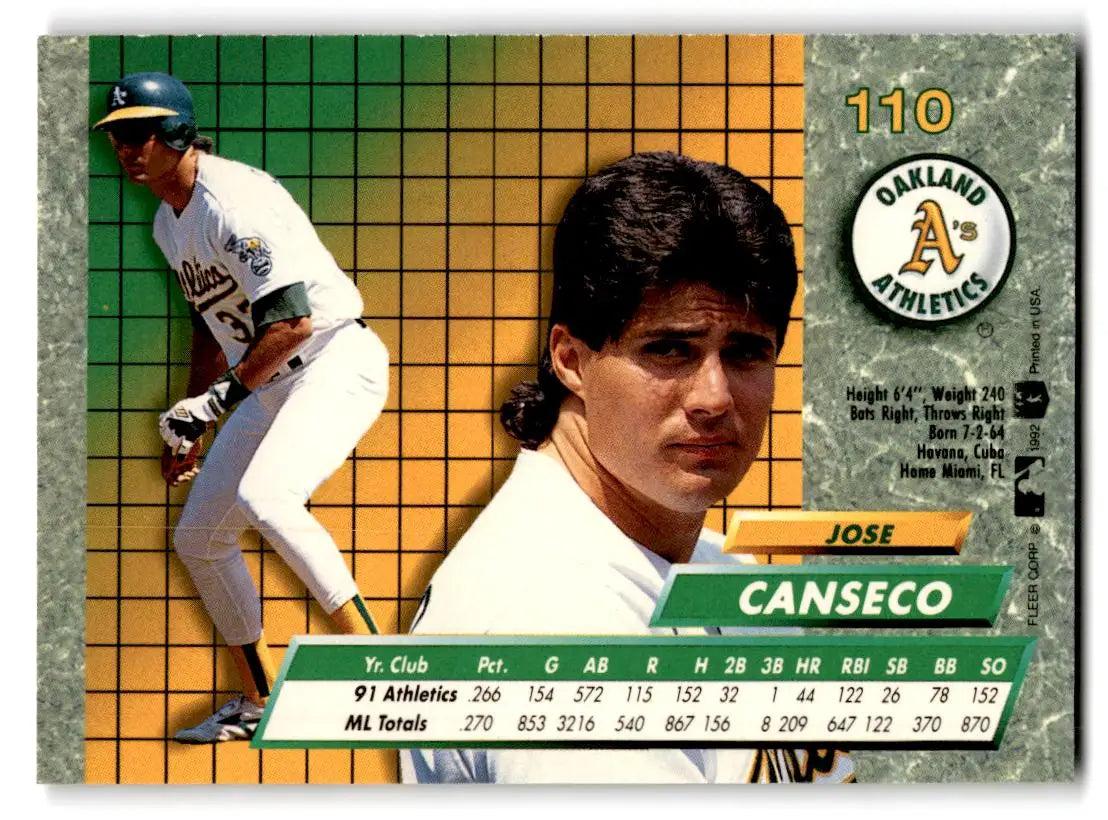1992 Ultra #110 Jose Canseco - Baseball Card Single