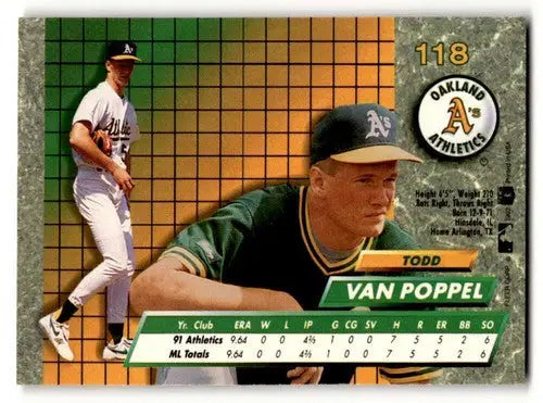 1992 Ultra #118 Todd Van Poppel Oakland Athletics Baseball Cards NM ID:55747 - Baseball Card Single