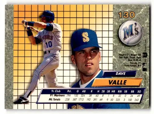 1992 Ultra #130 Dave Valle Seattle Mariners Baseball Cards NM Near M ID:55746 - Baseball Card Single