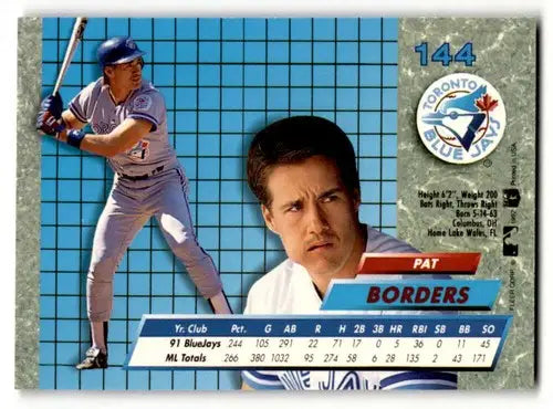 1992 Ultra #144 Pat Borders Toronto Blue Jays Baseball Cards NM Near ID:55756 - Baseball Card Single