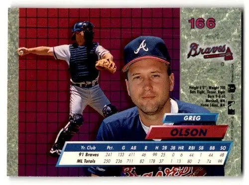 1992 Ultra #166 Greg Olson Atlanta Braves Baseball Cards NM Near Min ID:55751 - Baseball Card Single