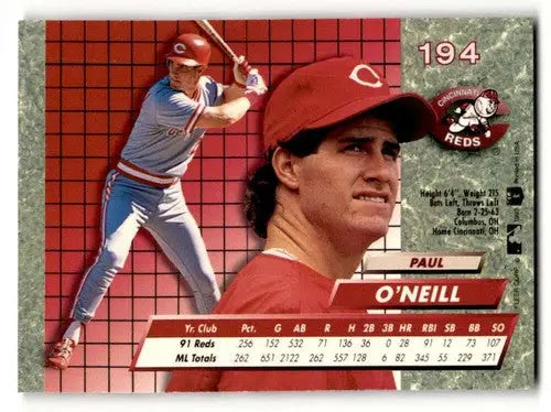 1992 Ultra #194 Paul O’Neill Cincinnati Reds Baseball Cards NM Near ID:55750 - Baseball Card Single