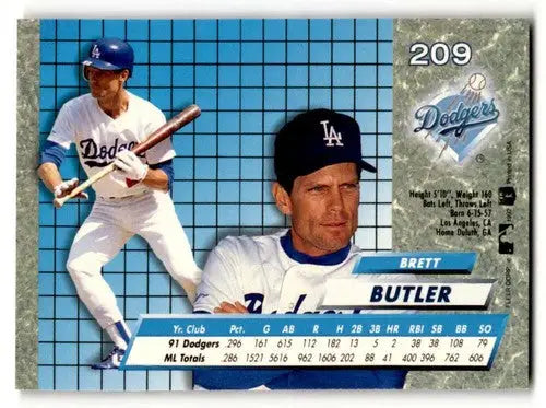 1992 Ultra #209 Brett Butler Los Angeles Dodgers Baseball Cards NM N ID:55765 - Baseball Card Single