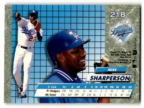 1992 Ultra #218 Mike Sharperson Los Angeles Dodgers Baseball Cards N ID:55749 - Baseball Card Single