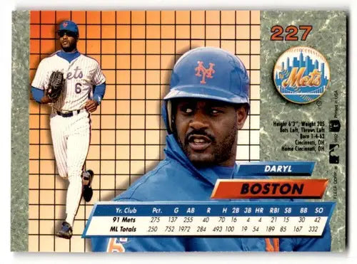 1992 Ultra #227 Daryl Boston New York Mets Baseball Cards NM Near Mi ID:55745 - Baseball Card Single