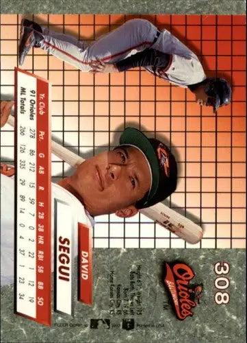 1992 Ultra #308 David Segui NM-MT Orioles ID:13927 - Baseball Card Single