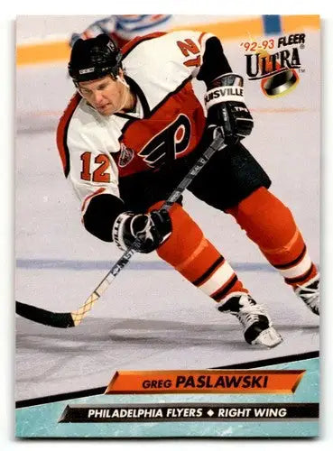 Original gloss Greg Paslawski hockey card from 1992 Ultra #375 displayed by Simply Sandoval