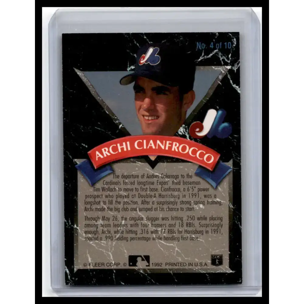 1992 Ultra #4 Archi Cianfrocco NM-MT Montreal Expos Baseball Card - Baseball Card Single
