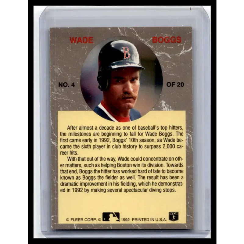 1992 Ultra #4 Wade Boggs NM-MT Boston Red Sox Baseball Card - Baseball Card Single