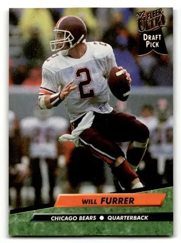 Original gloss 1992 Fleer Ultra Will Furrer Chicago Bears football card featuring Furrer Chicago Bears quarterback