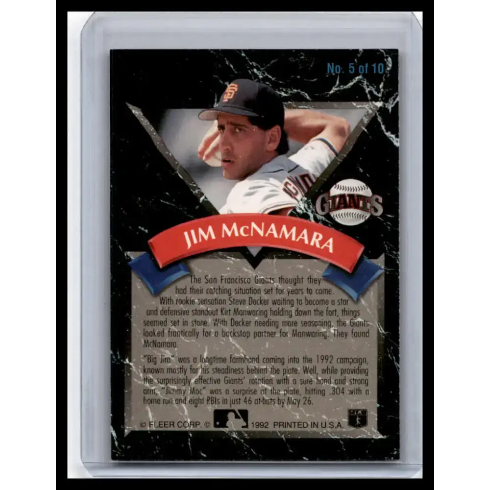 1992 Ultra #5 Jim McNamara NM-MT San Francisco Giants Baseball Card - Baseball Card Single