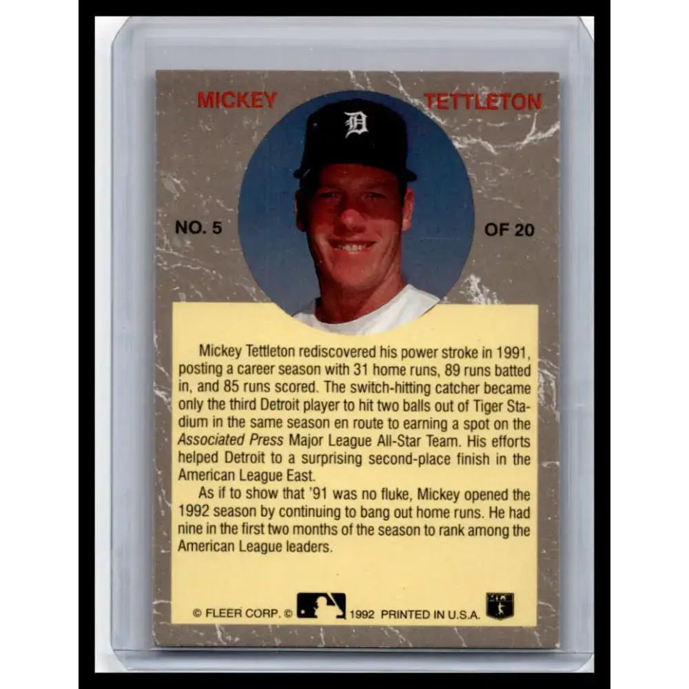 1992 Ultra #5 Mickey Tettleton NM-MT Detroit Tigers Baseball Card - Baseball Card Single