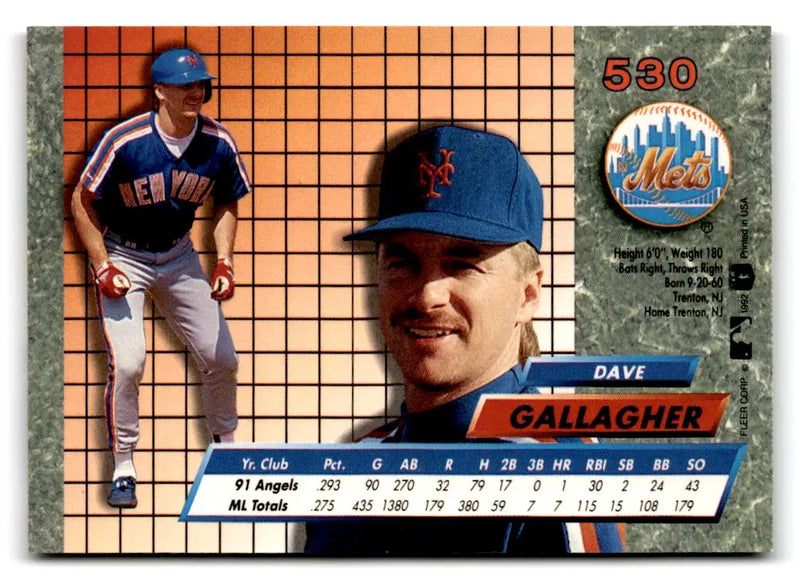 1992 Ultra #530 Dave Gallagher - Baseball Card Single
