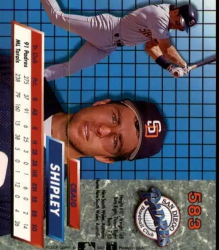 Original gloss baseball card featuring Craig Shipley NM-MT from 1992 Ultra #583
