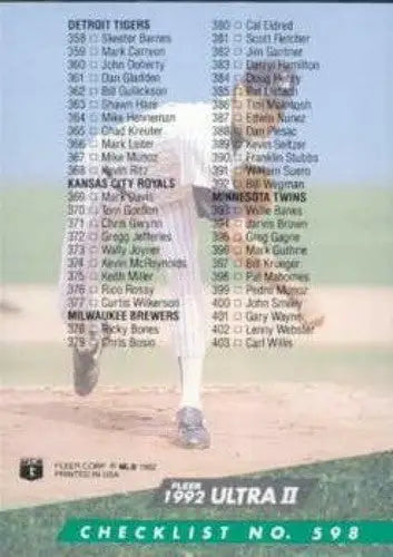 1992 Ultra #598 Scott Sanderson NM-MT Yankees Checklist 301-400 - Baseball Card Single