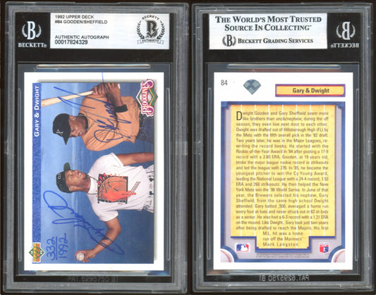 1992 Uppder Deck #84 Dwight Gooden & Gary Sheffield Dual Auto #’d 332/1992 BVG A Auto Bloodlines - Baseball Card Single