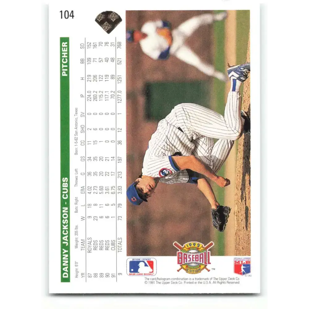 1992 Upper Deck #104 Danny Jackson NM-MT Chicago Cubs Baseball Card - Baseball Card Single