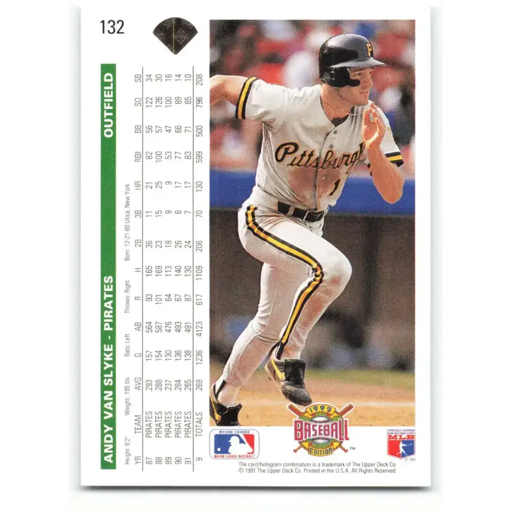 1992 Upper Deck #132 Andy Van Slyke NM-MT Pittsburgh Pirates Baseball Card - Baseball Card Single