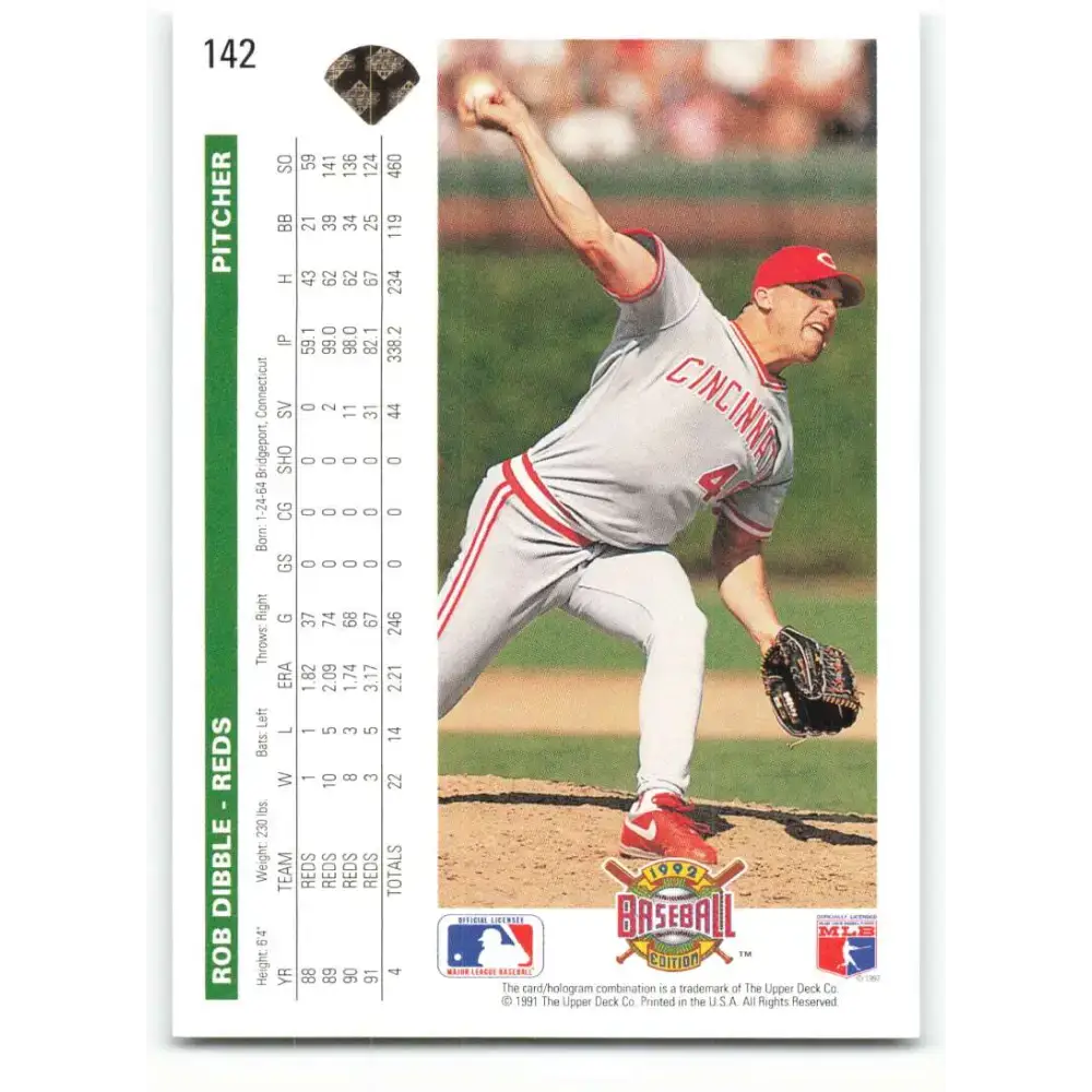 1992 Upper Deck #142 Rob Dibble NM-MT Cincinnati Reds Baseball Card - Baseball Card Single